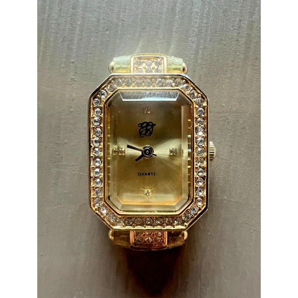 Elizabeth Taylor Vintage Watch Face Only‎ Rhinestone Bezel Gold Tone Hollywood
